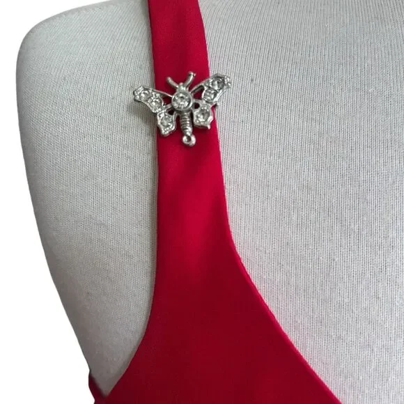 NWT Vintage Zum Zum Red Bias Cut Evening Gown - Size 9/10 - Picture 6 of 10